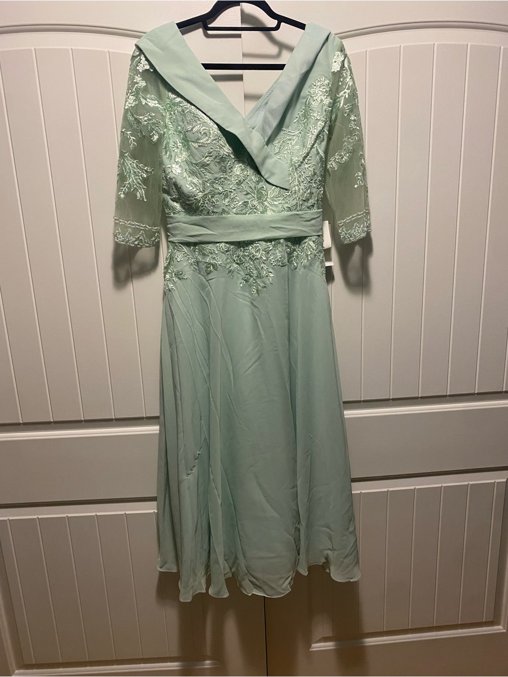 ts colture Bridal Party mint green maxi dress v neck half sleeves maxi beeded